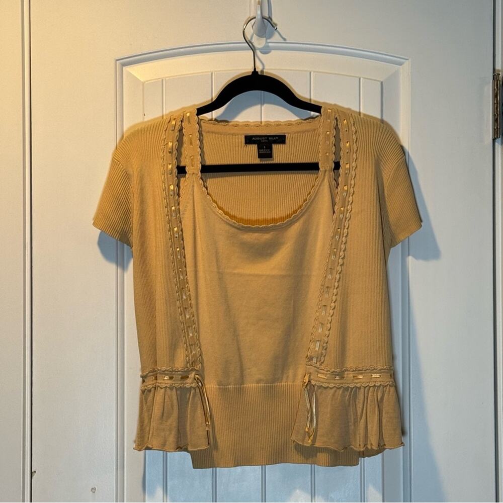 August Silk Cardigan Set Size Small Silk Nylon Blend